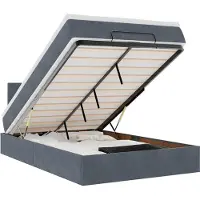 vidaXL Bed poef met matras en LED's 120x190 cm fluweel donkergrijs
