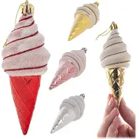 Kadax kerstballen van kunststof, ijsdessertmotief, set van 4