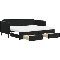 vidaXL Slaapbank met onderschuifbed en lades 80x200 cm fluweel zwart