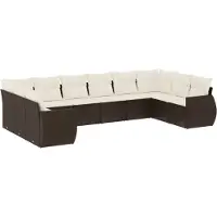 vidaXL 10-delige Loungeset met kussens poly rattan bruin