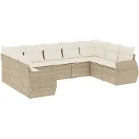 vidaXL 9-delige Loungeset met kussens poly rattan beige