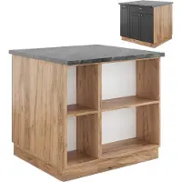 Vicco Fame-Line Keukeneiland – 90 cm met lade, zonder werkblad Antraciet Landhuis/Goud Kraft Eik