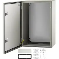 Vevor NEMA stalen behuizing 60x40x25cm NEMA 4X stalen schakelkast IP66 waterdicht en stofdicht elektrische aansluitdoos voor buiten/binnen met montageplaat