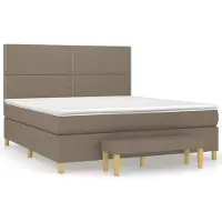 vidaXL Boxspring met matras stof taupe 180x200 cm