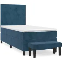 vidaXL Boxspring met matras fluweel donkerblauw 80x200 cm