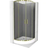 Mexen Rio halfronde douchecabine 90 x 90 , grafiet, goud + Rio douchebak, wit - 863-090-090-50-0-4710