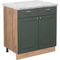Vicco Fame-Line Keukenonderkast – 80 cm, WB Marmer Groen-Goud Landhuis