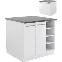 Vicco Fame-Line Keukeneiland – 90 cm zonder werkblad Wit hoogglans/wit