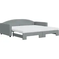 vidaXL Slaapbank onderschuifbed matrassen 100x200 cm stof lichtgrijs