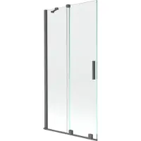Mexen Velar badwand tweedelig schuifbaar 90 x 150 , transparant, gun gray geborsteld - 896-090-000-01-66