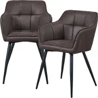En.casa Eetkamerstoel Birmingham set van 2 fauteuils 81x57x53 cm donkerbruin en zwart []