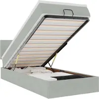 vidaXL Ottoman bed met matras 100x200 cm fluweel lichtgrijs