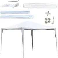 Kinzo Partytent 3x3 Meter - Waterdicht Paviljoen en Feesttent voor Tuin of Terras - Party Tent incl. Haringen en Scheerlijnen - Nokhoogte 2.5M - Kunststof - Wit