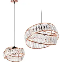 Toolight Elegante hanglamp - kristalglas - rosé goud - verstelbare hoogte - 30 x 18 cm