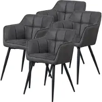En.casa Eetkamerstoel Birmingham set van 4 fauteuils donkergrijs en zwart []