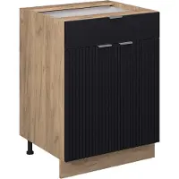 Vicco Keukenonderkast Fame-Line Zwart gestreept 60 cm met lade, WB Antraciet, Model 50773
