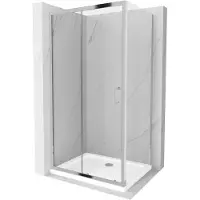 Mexen Apia douchecabine schuifdeur 120 x 100 , transparant, chroom + platte douchebak - 840-120-100-01-00-4010