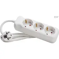 Kopp EFB stekkerdoos met 3 stopcontacten, zonder schakelaar, wit. Toevoerkabel: 1,4 meter, type H05VV-F, 3G, 1,5mm