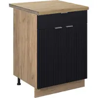 Vicco Fame-Line Keukenonderkast – 60 cm met lade, WB Eik Zwart gestreept