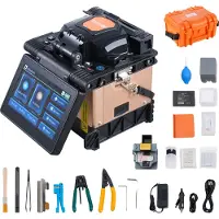 Vevor glasvezel-splitsapparaat, 4 motoren, uitlijnings- en splitsapparaat, 6 seconden splitsen en 13 seconden opwarmen, vezel-fusiesplitsapparaat, 3-in-1 vezelhouder, 7800 mAh