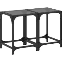 vidaXL Salontafel met glazen blad, 2 stuks, zwart, 30x30x40 cm, staal