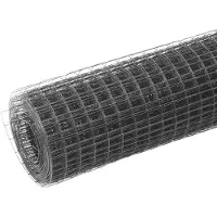 vidaXL Kippengaas 10x1 m staal met PVC coating grijs