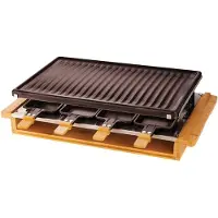 Little Balance 8501 - Raclette & gourmetset - 8 pers - rechthoekig -1200 Watt - PFAS vrij - bamboe