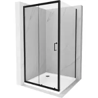 Mexen Apia douchecabine schuifdeur 90 x 90 , transparant, zwart + Flat douchebak, wit- 840-090-090-70-00-4010B