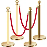 Vevor Drijvende barrière (4 stuks) met 2 rode fluwelen touwen (1,5 m lang)