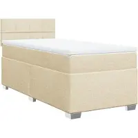 vidaXL Boxspring met matras stof crèmekleurig 100x200 cm