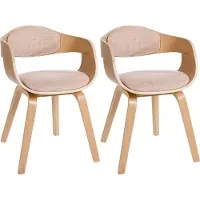 CLP Kingston Set van 2 eetkamerstoelen - Met armleuning - Stof - natura/creme natura