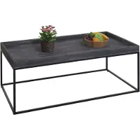 Mendler Salontafel -K71, salontafel bijzettafel, massief hout metaal 46x110x60cm ~ donkergrijs