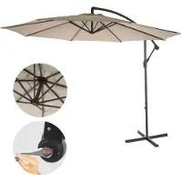 Mendler Ampelscherm Acerra, zonnescherm, diameter 3 meter, kantelbaar, polyester/staal, 11 kg, zandbeige, zonder voet