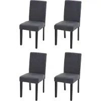 MCW Set van 4 eetkamerstoelen Keukenstoel Littau ~ textiel, antracietgrijs, donkere poten