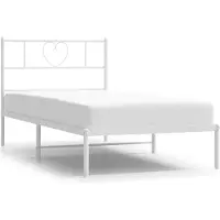 vidaXL Bedframe met hoofdbord metaal wit 90x200 cm