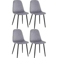 CLP Set van 4 stoelen Giverny, grijs, met sierstiksels, materiaal: stof