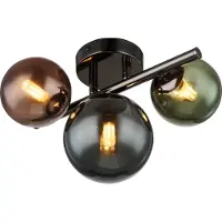Globo Zwarte wandlamp Riha gekleurd glas 3-lichts