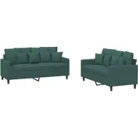vidaXL 2-delige Loungeset met kussens fluweel donkergroen