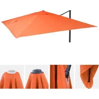 Mendler Vervangende hoes voor zweefparasol -A96, parasolhoes, 3,5x3,5m (Ø4,95m) polyester 4kg ~ terracotta