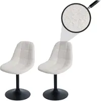 Mendler Set van 2 eetkamerstoelen -A60, keukenstoel, draaistoel, staal MVG stof/textiel bouclé (450 g/m²) ~ crème
