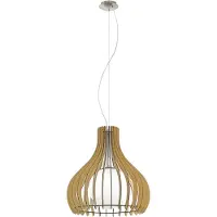 Eglo Tindori - Hanglamp - 1 Lichts - Ø500mm. - Nikkel-Mat - Ahorn, Wit
