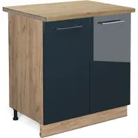 Vicco Fame-Line Keukenkasten – 80 cm, WB Eik Donkerblauw hoogglans