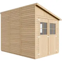 Timbela Holz tuinhuizen (met zijwand) - Opbergruimte met ramen - H244x216x318 cm / 6,2 m2 - Natuurlijk houten, grofbezaagde tuinhuis - Tuinwerkplaats - M339A