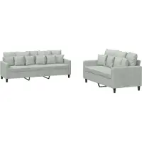 vidaXL 2-delige Loungeset met kussens fluweel lichtgrijs