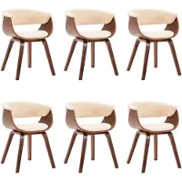 vidaXL Eetkamerstoelen 6 st gebogen hout en kunstleer crème