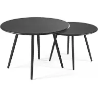 Oviala - Set van 2 ronde salontafels van antracietkleurig staal - Palavas