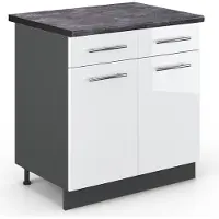 Vicco Fame-Line Keukenonderkast – 80 cm, WB Antraciet Wit Hoogglans