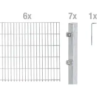 Alberts 654863 dubbelstaafmat hekwerk als 14-delige complete hekwerkset, thermisch verzinkt, hoogte 100 cm, lengte 12 m