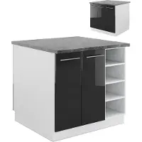 Vicco Fame-Line Keukeneiland – 90 cm zonder werkblad Antraciet hoogglans/wit