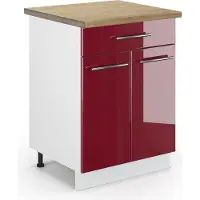 Vicco Fame-Line Keukenonderkast – 60 cm met lade, WB Eik Bordeauxrode hoogglans